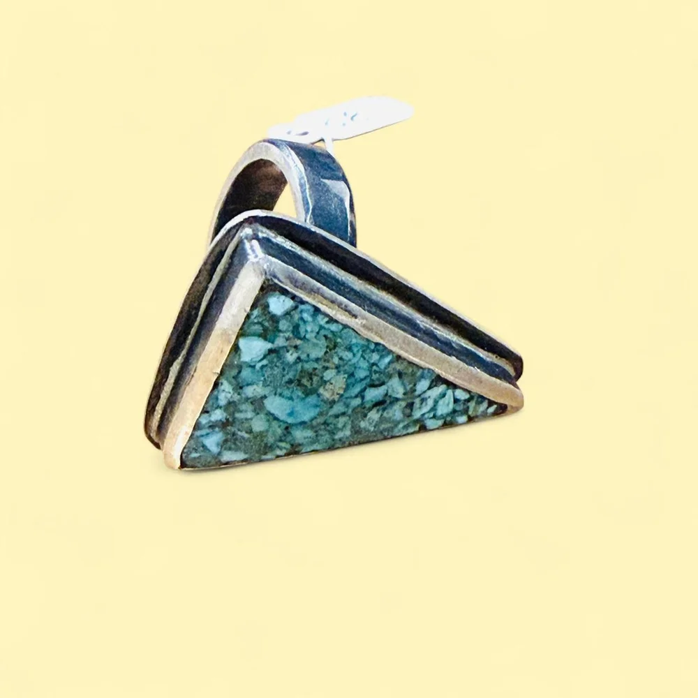 Turquoise Silver Handmade Ring Size 7